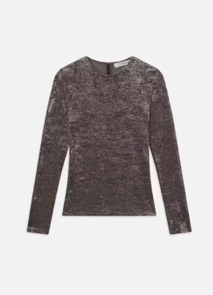 Frame Velvet Long Sleeve Top in Dusk