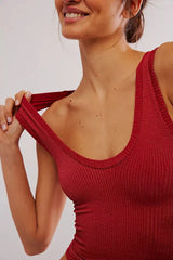 Free People Clean Slate Tank in Red Dahlia