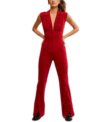 Free People Crvy Ring The Alarm Corduroy One Piece in Haute Red