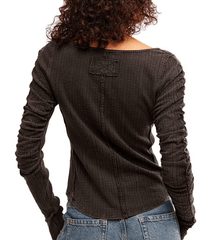 Free People Hope Henley Top in Black