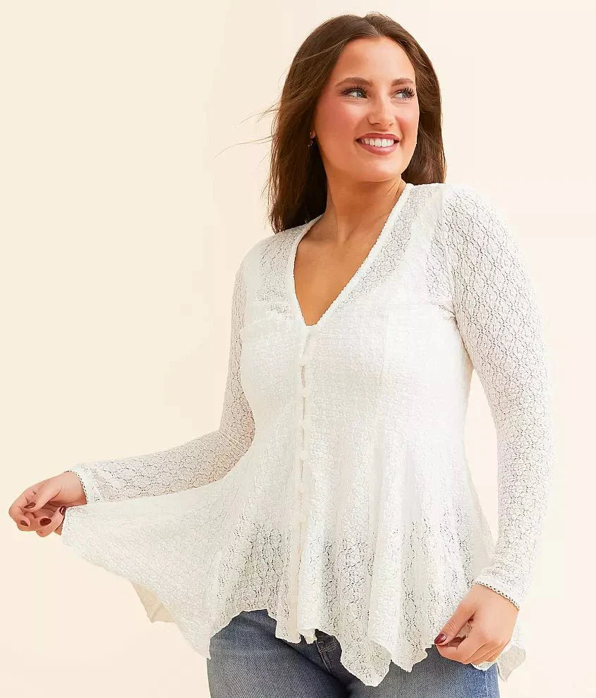 Free People Janey Lace Top in Ivory