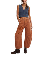 Free People We The Free Good Luck Mid-Rise Cord Barrel Jeans