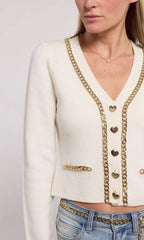 Generation Love Amor Chain Cardigan in Cream