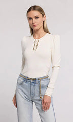 Generation Love Khara Lace Up Top in Ivory
