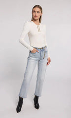 Generation Love Khara Lace Up Top in Ivory