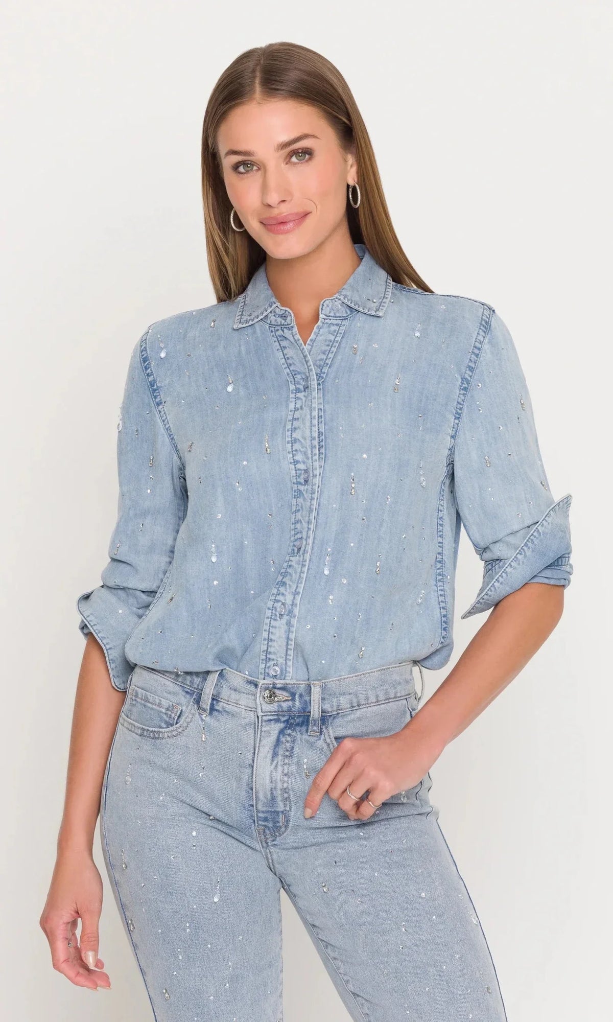 Generation Love Marcello Embellished Denim Shirt