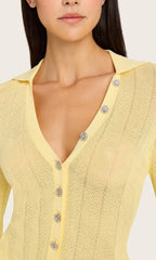 Generation Love Megan Pointelle Cardigan in Pale Yellow