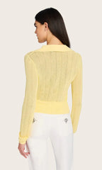 Generation Love Megan Pointelle Cardigan in Pale Yellow