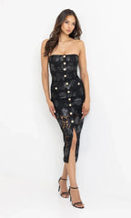 Generation Love Misha Vegan Leather Midi Dress in Black