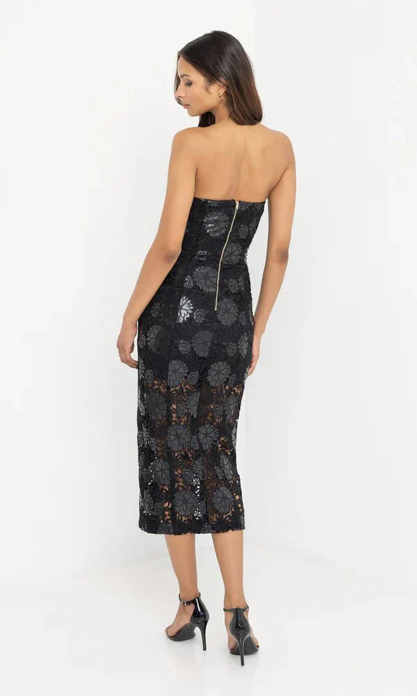 Generation Love Misha Vegan Leather Midi Dress in Black