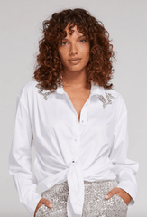 Generation Love Mitchie Crystal Poplin Shirt in White