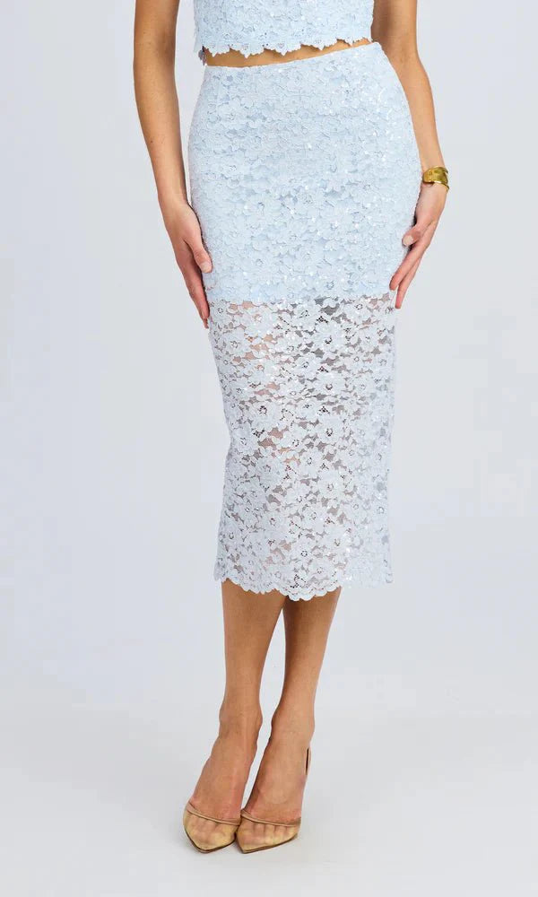 Generation Love Rave Sequin Lace Skirt in Opal