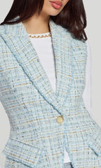 Generation Love Rialto Tweed Sleeveless Blazer in Aqua Melange