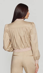 Generation Love Sariah Cotton Sateen Bomber in Light Khaki