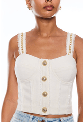 Generation Love Tiffany Tweed Bustier in Cream