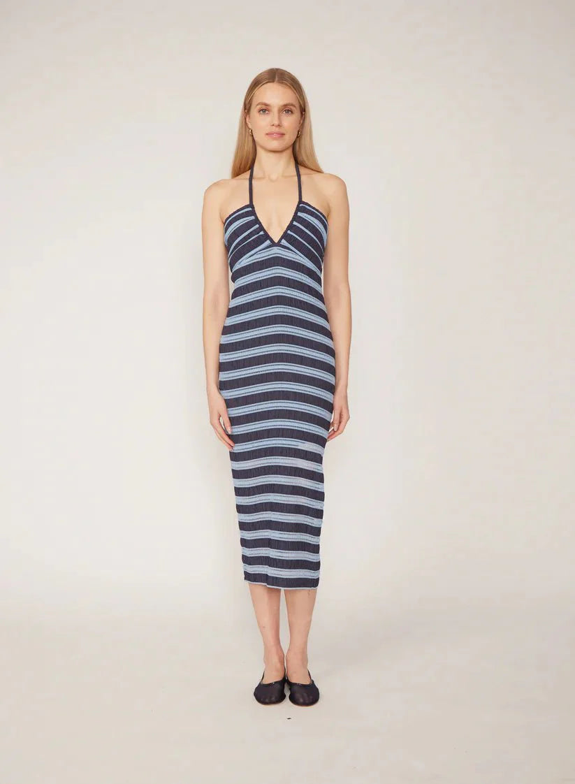 Gilner Farrar Delora Dress in Blue Knit Lace