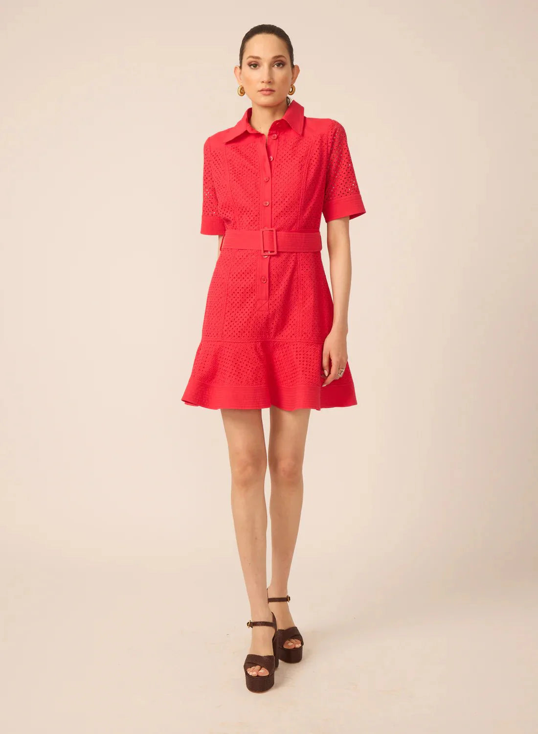 Gilner Farrar Payden Dress in Red Eyelet