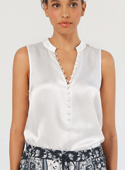 Go Silk Go Button Up Shell in White