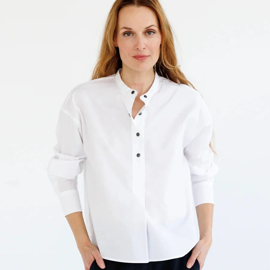 Go Silk Go Neckband of Brothers Shirt in White