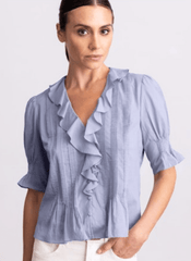 Go Silk Go Oh So Romantic Blouse in Chambray