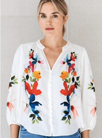 Go Silk Go Poet Society Top Placed in Coloree Floral