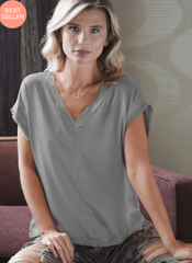 Go Silk Go Raw Revisited Luxe Tee in Smoke