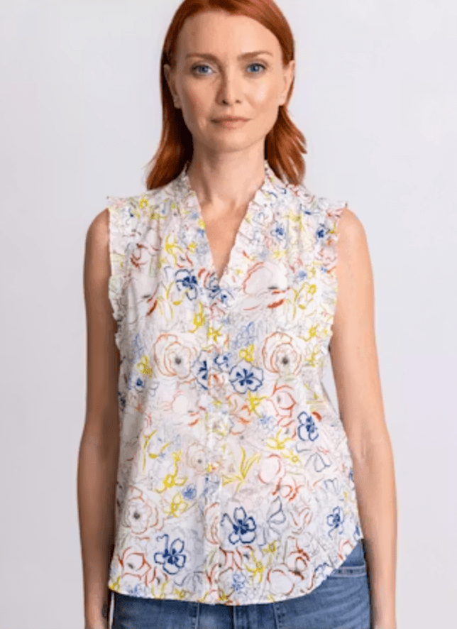 Go Silk Go Ruffle Me Up Blouse in True Colors