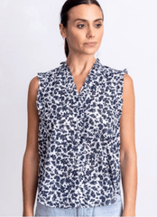 Go Silk Go Ruffle Me Up Blouse in Upsy Daisies