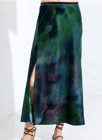 Go Silk Go Slit Difference Skirt Print in Coastal Lagoon