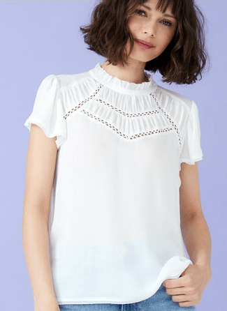 Go Silk Go Throwback Top in Whitew