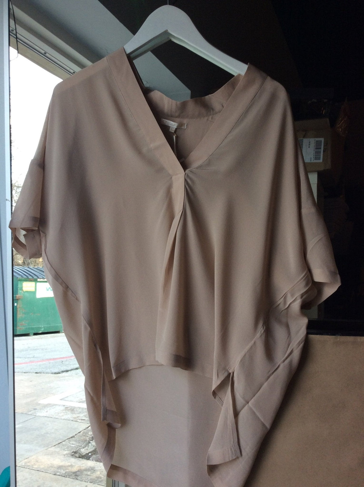 Gold Hawk silk pullover top in sand shell