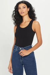Goldie Tee Variegated Rib Tank in Black