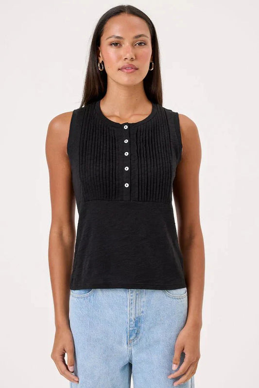 Goldie Tees Ava Henley Tank in Black