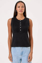 Goldie Tees Ava Henley Tank in Black