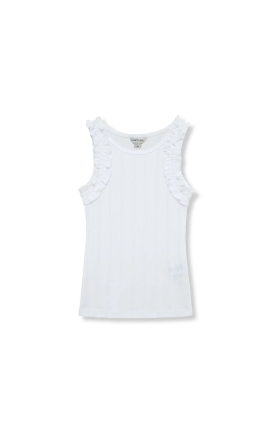 Habitual Girl Ruched Sleeve Tank Top in White