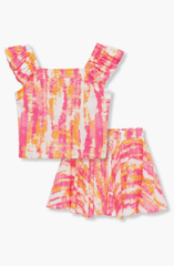 Habitual Girl Smocked Skirt Set in Print
