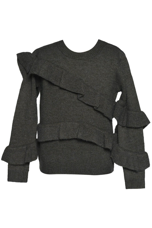 Hannah Banana Asymmetrical Ruffle Sweater