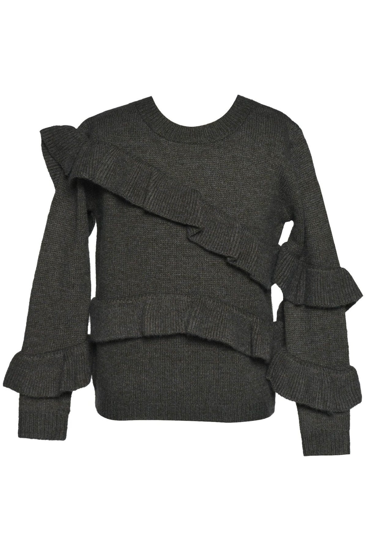 Hannah Banana Asymmetrical Ruffle Sweater