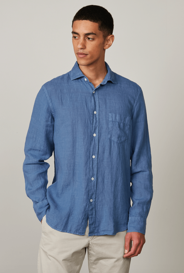 Hartford Linen Shirt in Nautic Blue