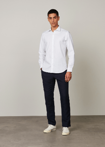 Hartford Slim -Fit Cotton "Pique" Sammy Shirt in White