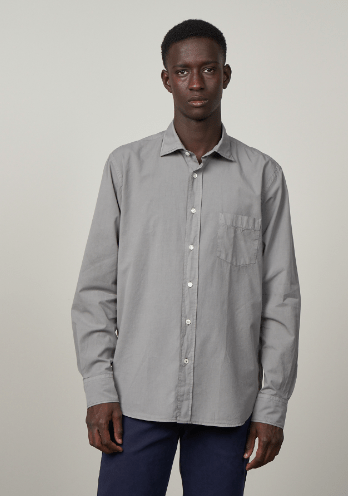 Hartford Twill Paul Shirt in Grey Green