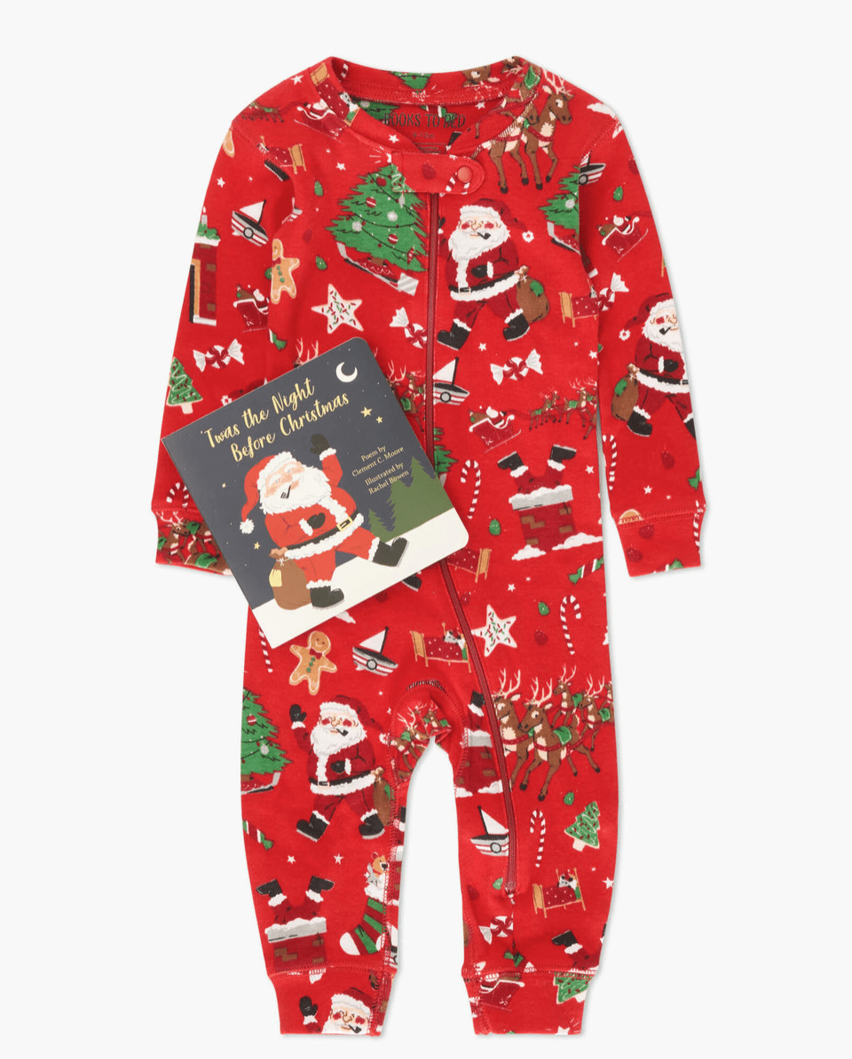 Hatley Twas The Night Before Christmas Infant Coverall & Book in Red