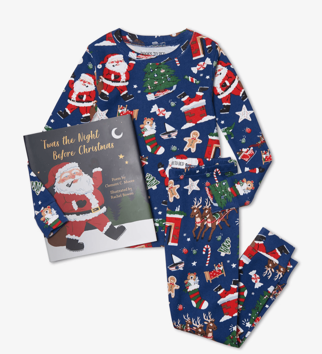 Hatley Twas The Night Before Christmas PJ & Book Set in Navy
