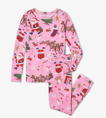 Hatley Twas The Night Before Christmas PJ & Book Set in Pink