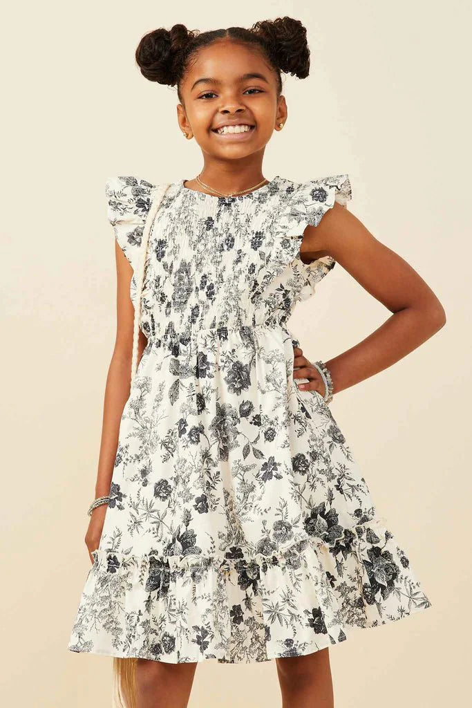 Hayden Girls Antique Floral Smock And Ruffle Dress