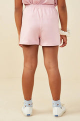 Hayden Girls Bow Embroidered French Terry Boxer Shorts in Mauve