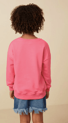 Hayden Girls Love Patched Sweatshirt in Pink