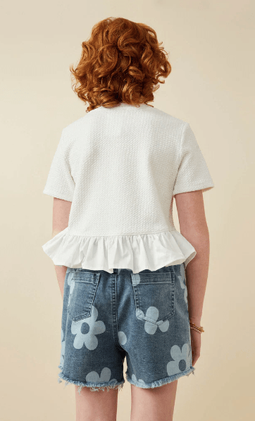 Hayden Girls Poplin Hem Top in White