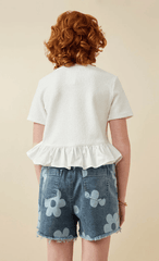 Hayden Girls Poplin Hem Top in White