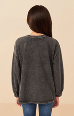 Hayden Girls Tonal Star Patch Washed Sweatshirt in Black